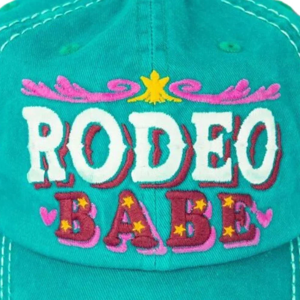 KBETHOS Rodeo Babe Distressed Turquoise‎ Baseball Cap Hat NWT